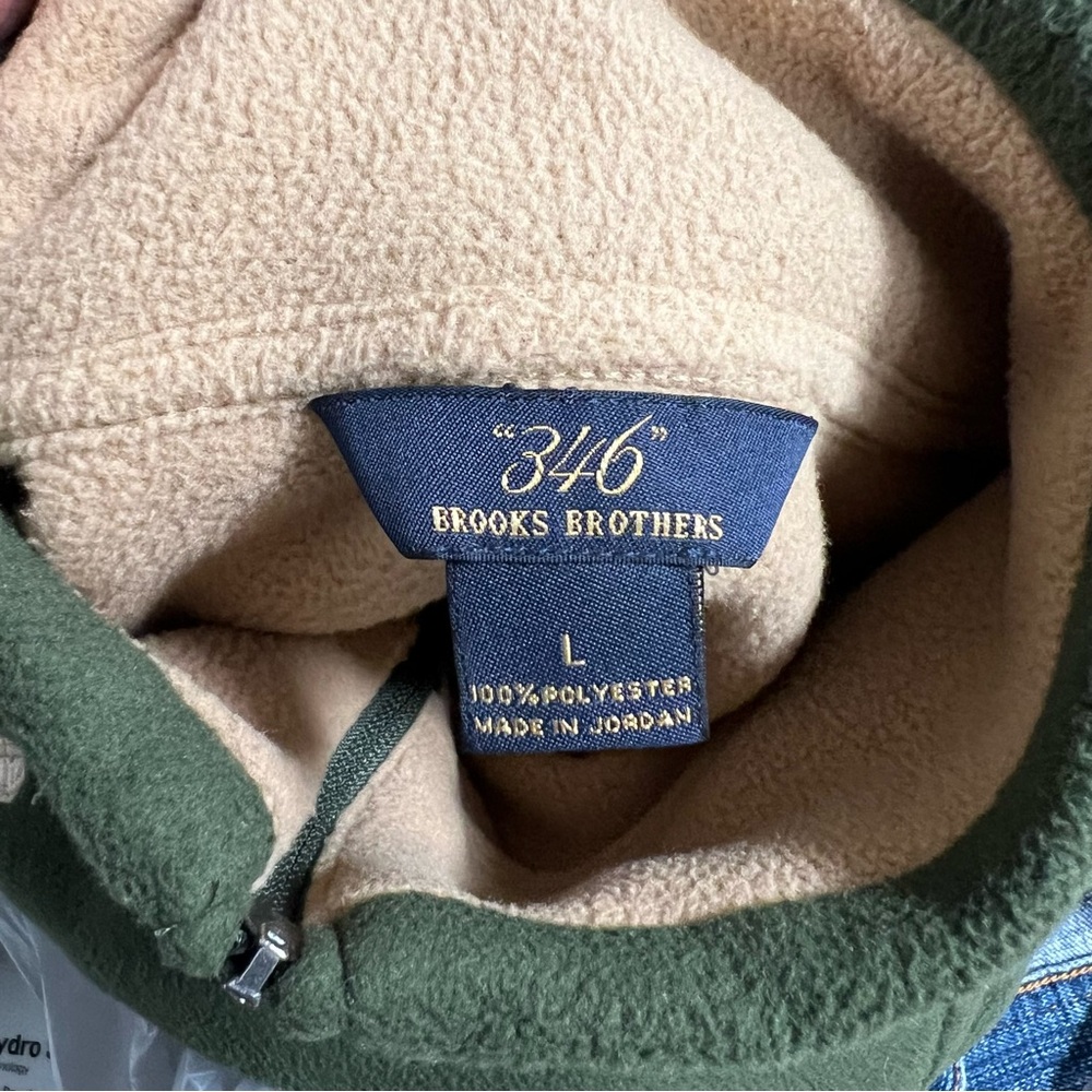 Green Brooks Brothers “346” Full Zip Fleece Vest Mens Size Large Pockets Preppy - Picture 2 of 9